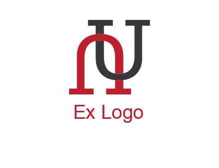 upside down U intertwined in a normal U letter 