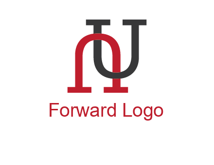 upside down U intertwined in a normal U letter 