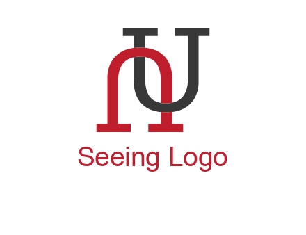 upside down U intertwined in a normal U letter 