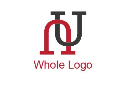 upside down U intertwined in a normal U letter 