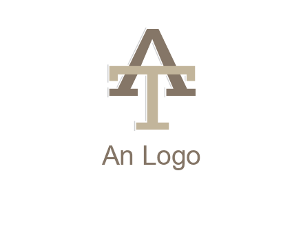 uppercase letters A and T entwined