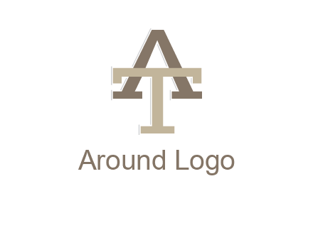 uppercase letters A and T entwined