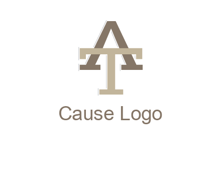 uppercase letters A and T entwined