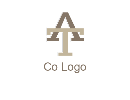 uppercase letters A and T entwined