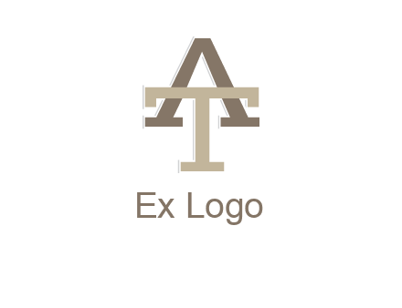 uppercase letters A and T entwined