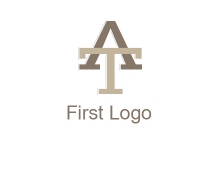 uppercase letters A and T entwined