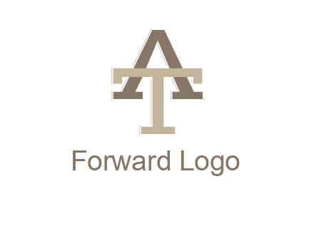 uppercase letters A and T entwined