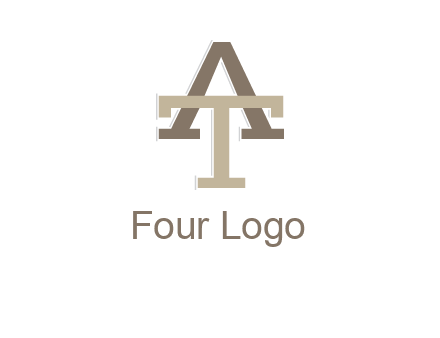 uppercase letters A and T entwined