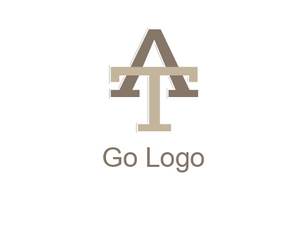 uppercase letters A and T entwined