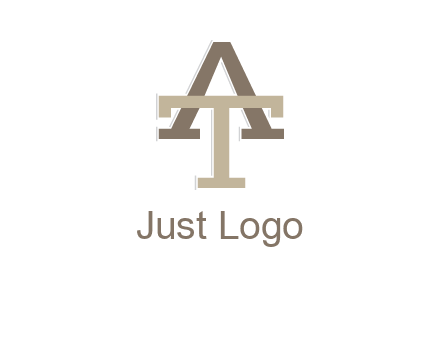 uppercase letters A and T entwined