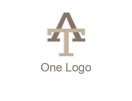 uppercase letters A and T entwined