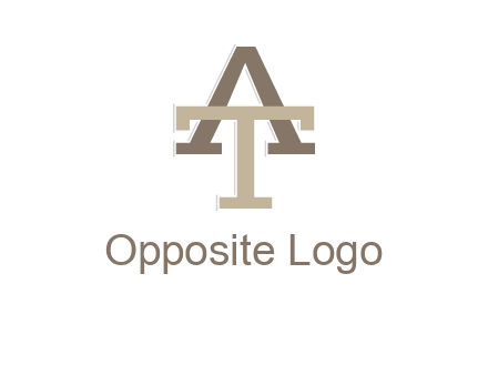 uppercase letters A and T entwined