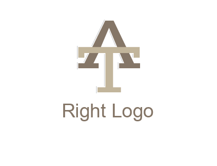 uppercase letters A and T entwined