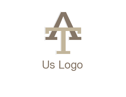 uppercase letters A and T entwined