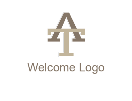 uppercase letters A and T entwined