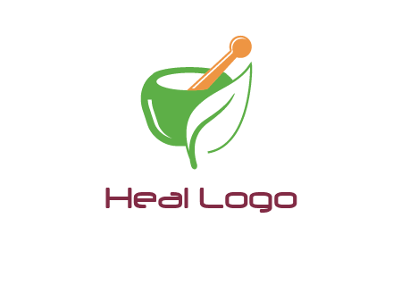 pestle and mortar with leaf pharmacy logo