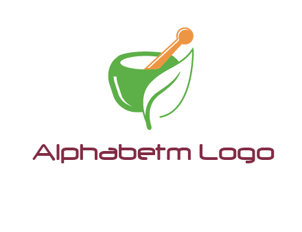 pestle and mortar with leaf pharmacy logo