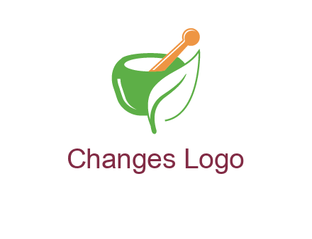 pestle and mortar with leaf pharmacy logo