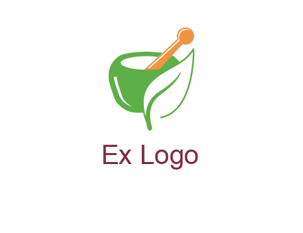 pestle and mortar with leaf pharmacy logo