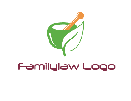 pestle and mortar with leaf pharmacy logo