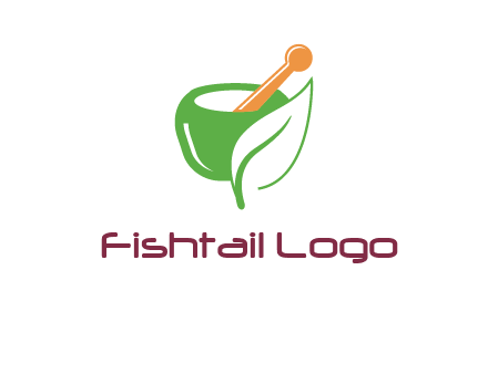 pestle and mortar with leaf pharmacy logo