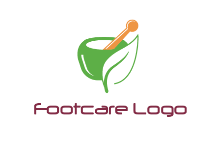pestle and mortar with leaf pharmacy logo