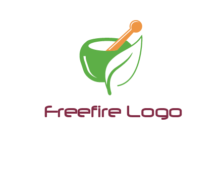 pestle and mortar with leaf pharmacy logo