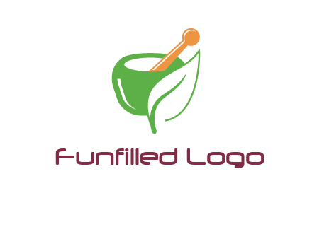 pestle and mortar with leaf pharmacy logo