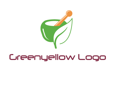 pestle and mortar with leaf pharmacy logo