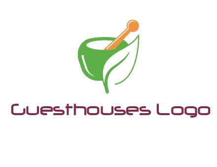 pestle and mortar with leaf pharmacy logo