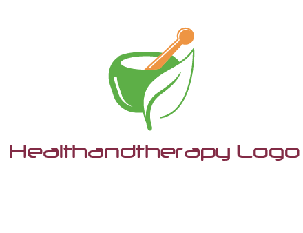 pestle and mortar with leaf pharmacy logo