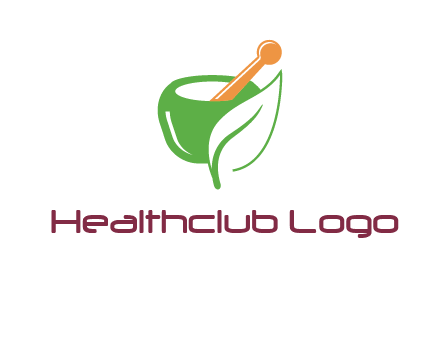 pestle and mortar with leaf pharmacy logo