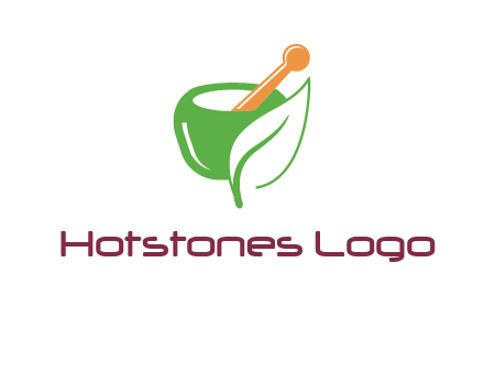 pestle and mortar with leaf pharmacy logo