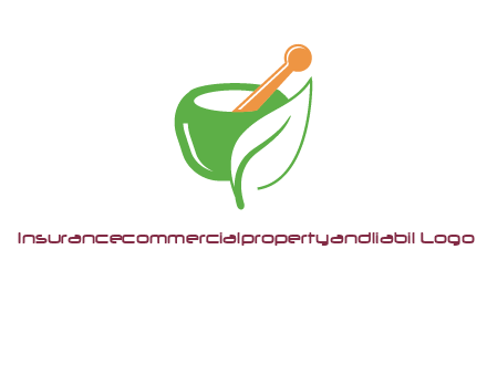 pestle and mortar with leaf pharmacy logo