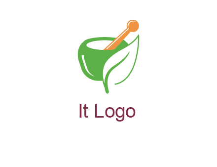 pestle and mortar with leaf pharmacy logo