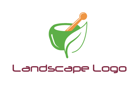 pestle and mortar with leaf pharmacy logo