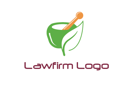 pestle and mortar with leaf pharmacy logo
