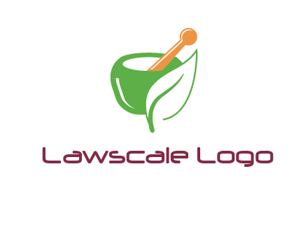pestle and mortar with leaf pharmacy logo