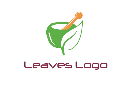 pestle and mortar with leaf pharmacy logo