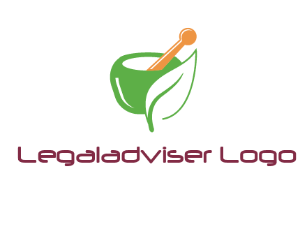 pestle and mortar with leaf pharmacy logo