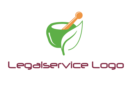 pestle and mortar with leaf pharmacy logo