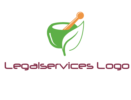pestle and mortar with leaf pharmacy logo