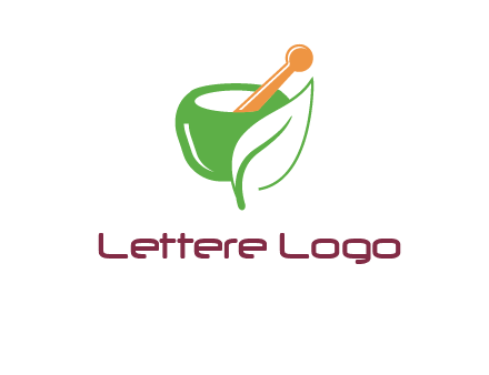 pestle and mortar with leaf pharmacy logo