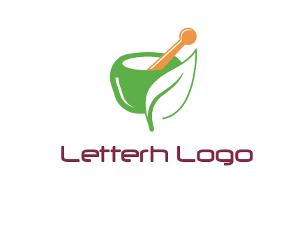 pestle and mortar with leaf pharmacy logo
