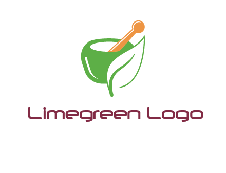 pestle and mortar with leaf pharmacy logo