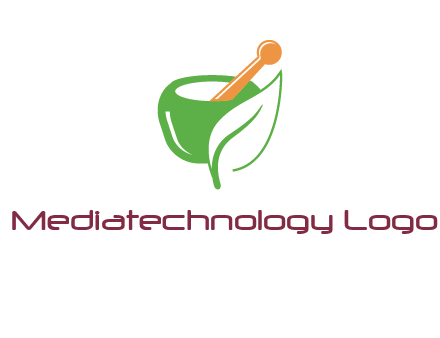 pestle and mortar with leaf pharmacy logo