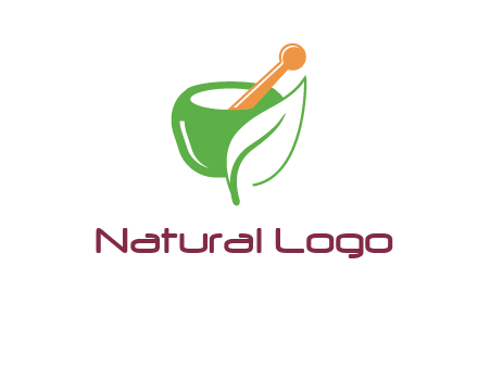 pestle and mortar with leaf pharmacy logo
