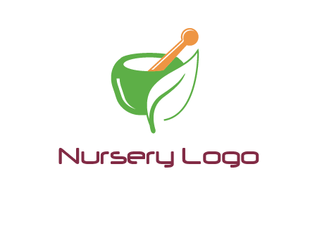 pestle and mortar with leaf pharmacy logo