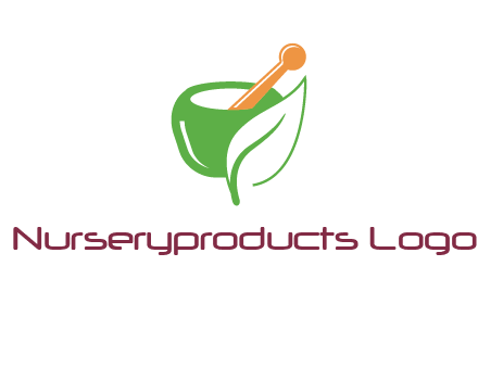 pestle and mortar with leaf pharmacy logo