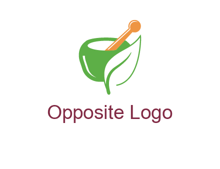 pestle and mortar with leaf pharmacy logo